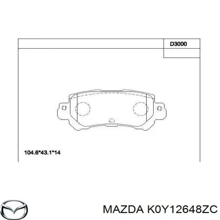 Pastillas traseras de freno Mazda K0Y12648ZC precio, desde 24,94 EUR