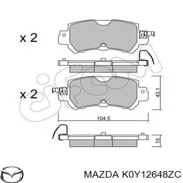 Comprar K0Y12648ZC Mazda Pastillas de freno traseras