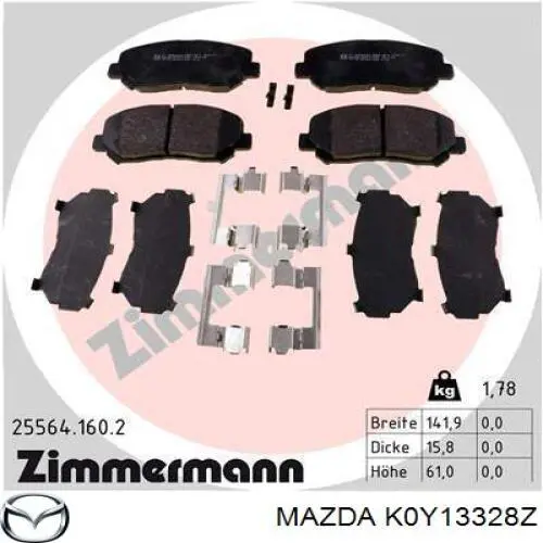 Comprar K0Y13328Z Mazda Pastillas delanteras de freno
