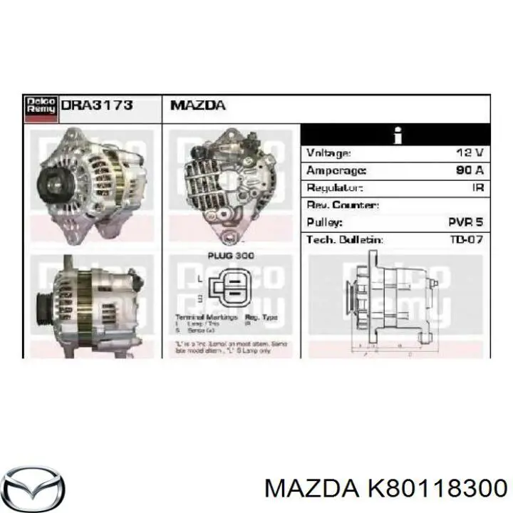 K80118300 Mazda alternador
