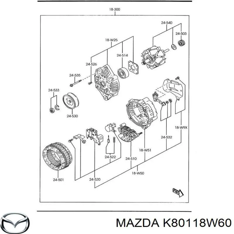 N3A118W60 Mazda puente de diodos, alternador