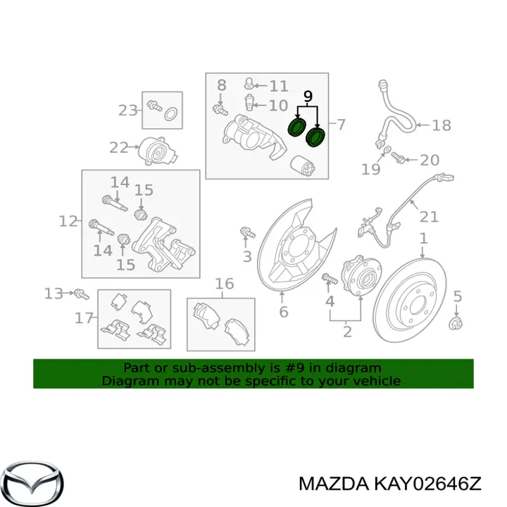 KAY02646Z Mazda Kit de reparación de frenos trasero