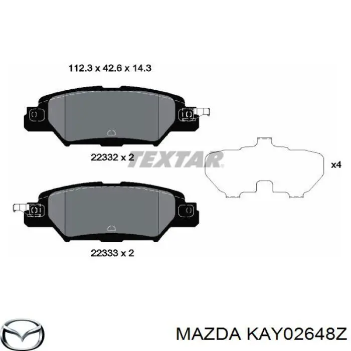 Pastillas traseras de freno Mazda KAY02648Z precio, desde 30,65 EUR