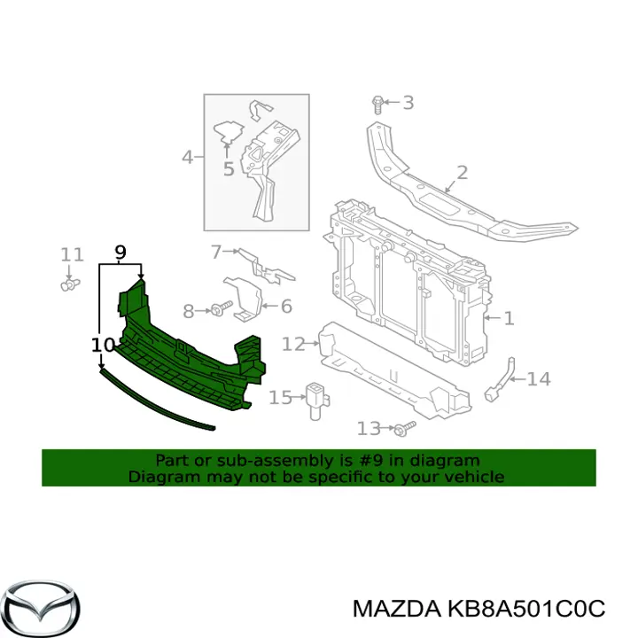 KB8A501C0C Mazda deflector de aire, radiador