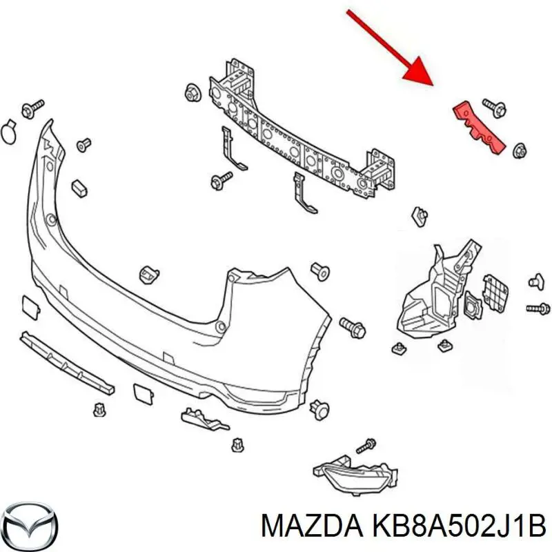 Guía izquierda del parachoques trasero Mazda KB8A502J1B precio, desde 7,28 EUR