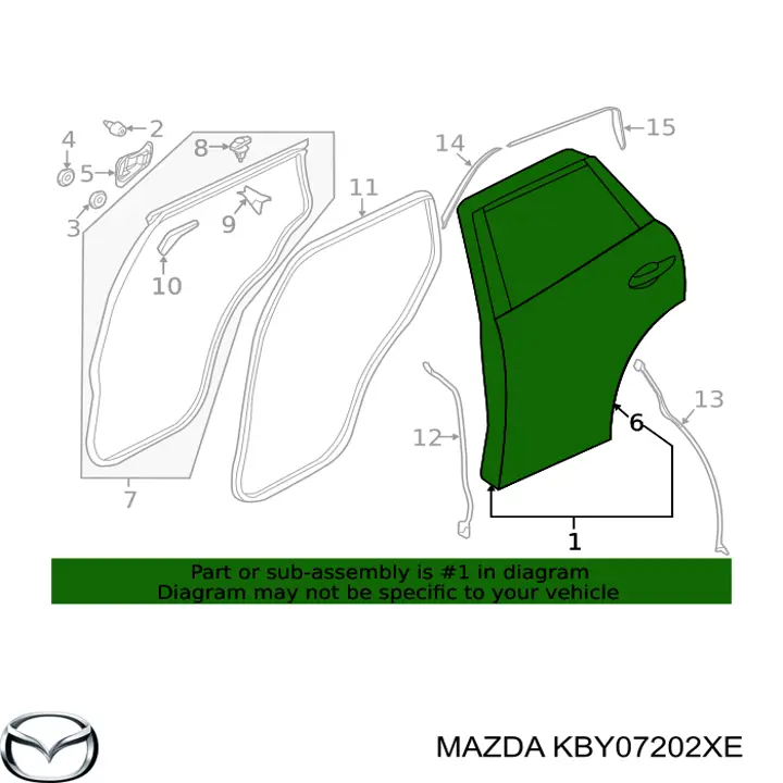 Puerta trasera derecha para Mazda CX-5 (KF)