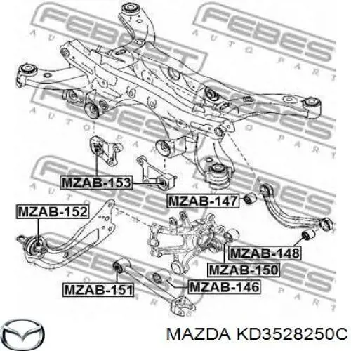 KD3528250C Mazda Brazo longitudinal inferior izquierdo de la suspensión trasera