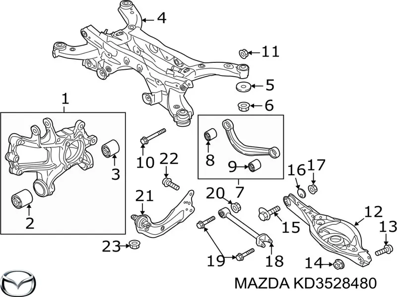 KD3528480 Mazda silentblock de brazo de suspensión trasero superior