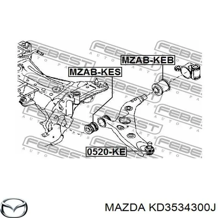 Comprar KD3534300J Mazda Brazo inferior derecho de la suspensión delantera