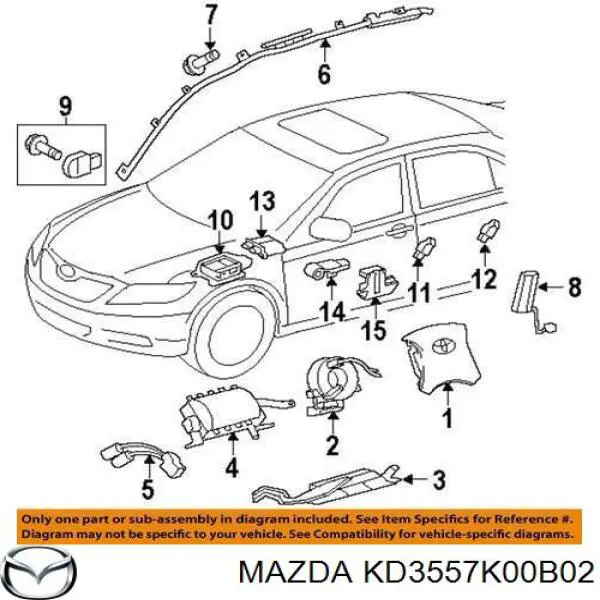 BJS757K0002 Mazda airbag del conductor