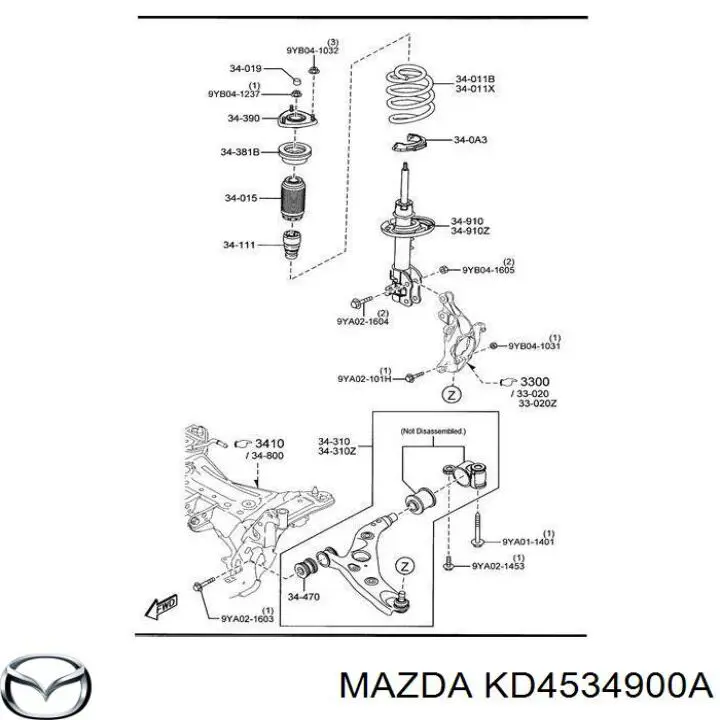 KD4534900A Mazda amortiguador delantero izquierdo