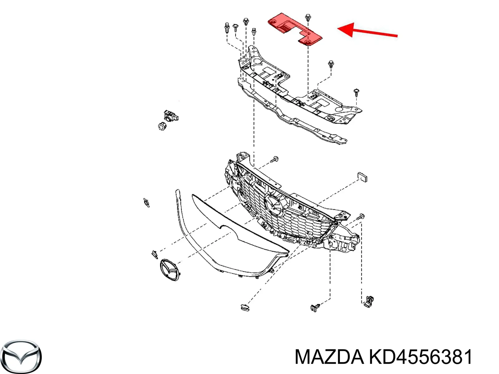KD4556381 Mazda ajuste panel frontal (calibrador de radiador Superior)