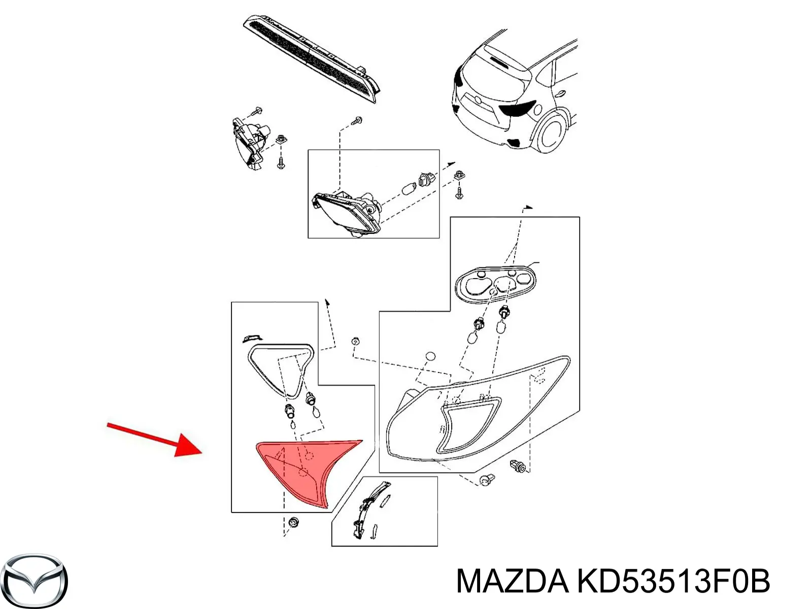 Comprar KD53513F0D Mazda Piloto trasero interior derecho