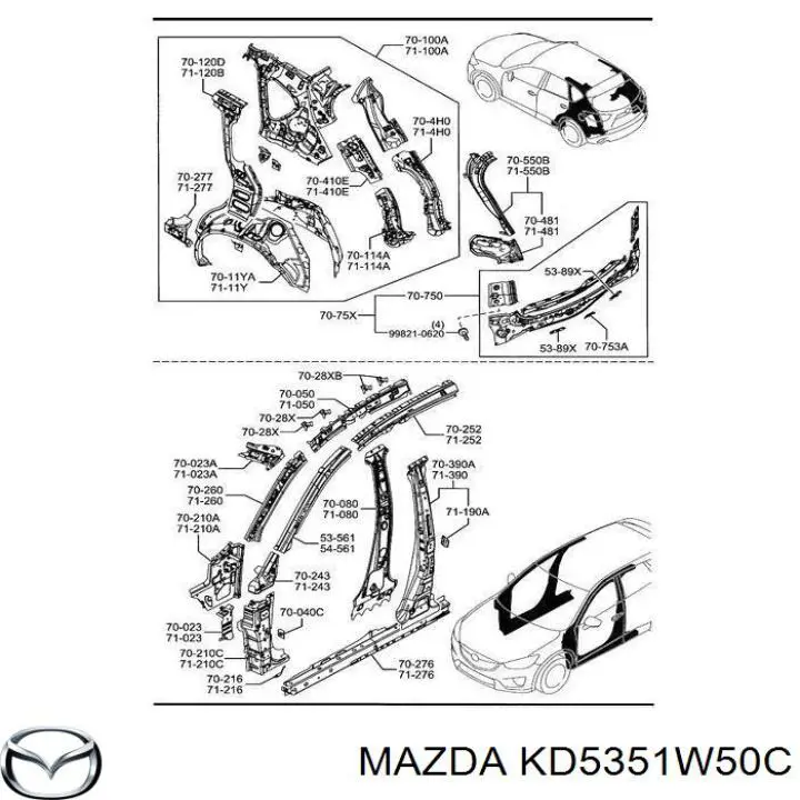 KD5351W50C Mazda ensanchamiento, guardabarros trasero derecho