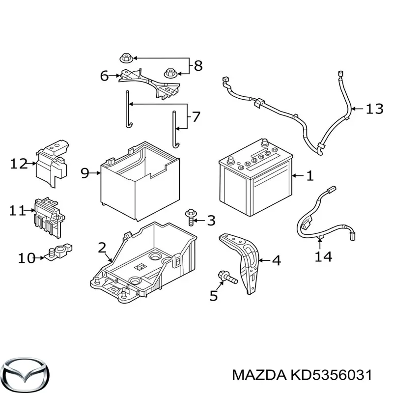 KD5356031 Mazda montaje de bateria (soporte)