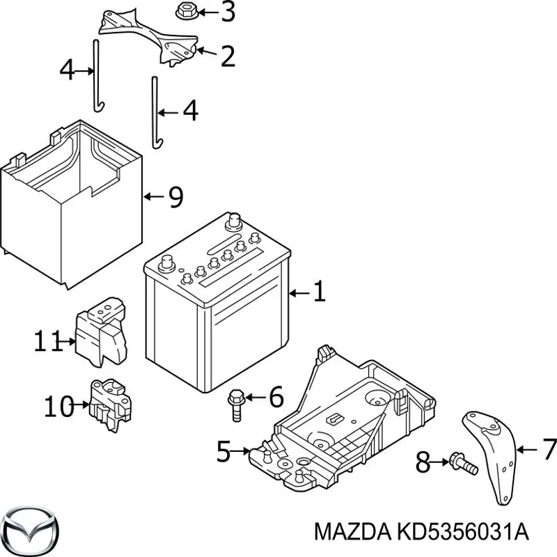 KD5356031A Mazda montaje de bateria (soporte)