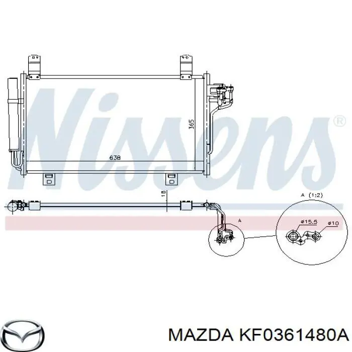 KF0361480A Mazda condensador aire acondicionado