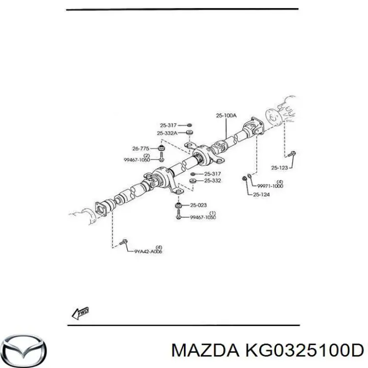 KG0325100D Mazda Árbol de transmisión