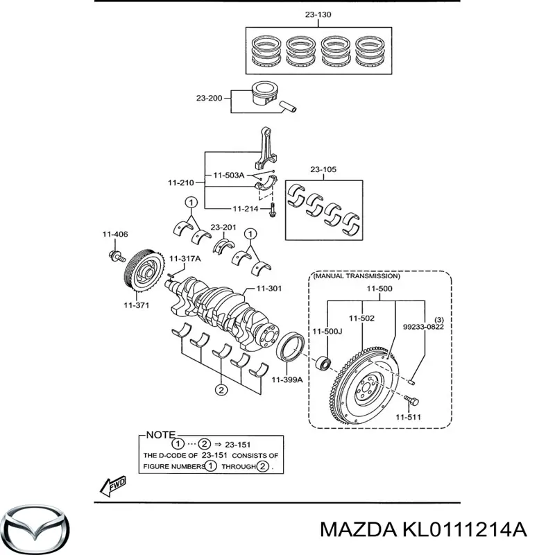 KL0111214A Mazda tornillo de biela