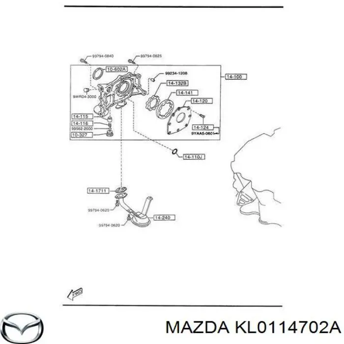 KL0114702A Mazda Junta del soporte del filtro de aceite