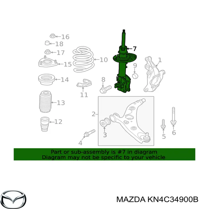 Amortiguador delantero izquierdo Mazda KN4C34900B precio, desde 148,41 EUR