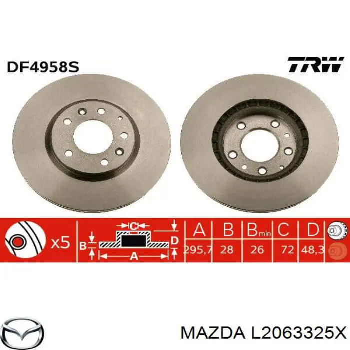 Frenos delanteros Mazda L2063325X precio, desde 62,66 EUR