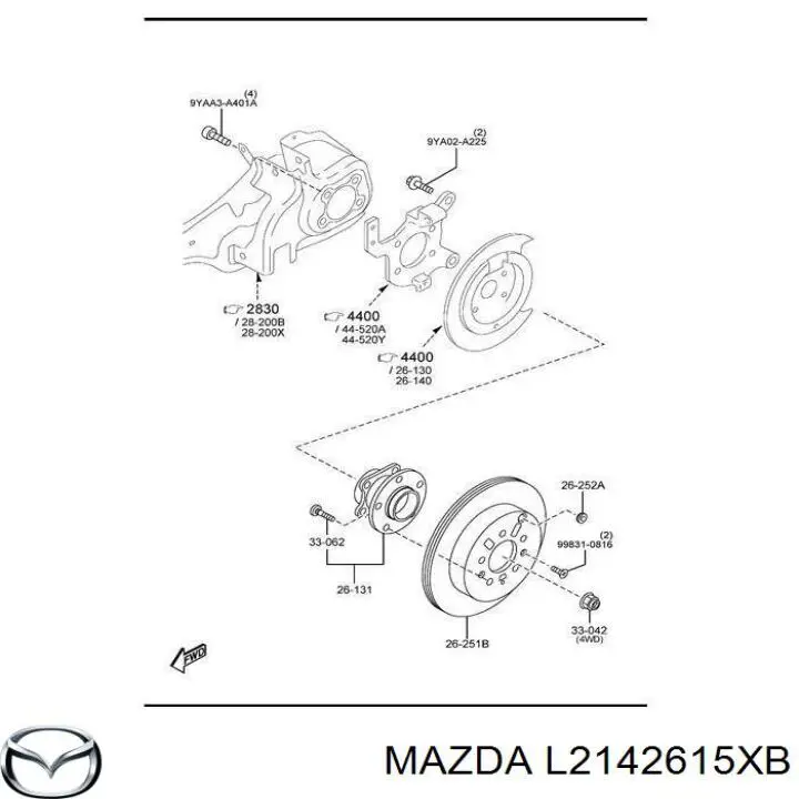 L2142615XB Mazda cubo de rueda trasero