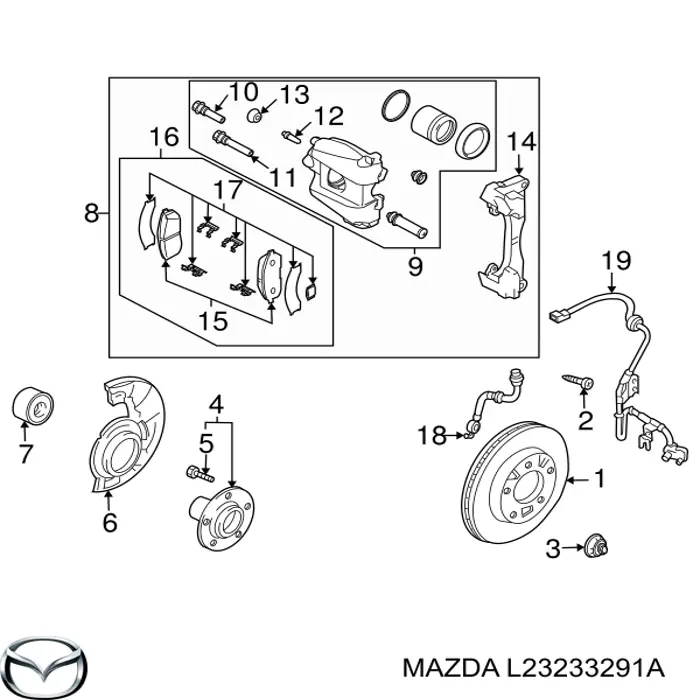 Comprar L23233291A Mazda Soporte de la pinza de freno delantera