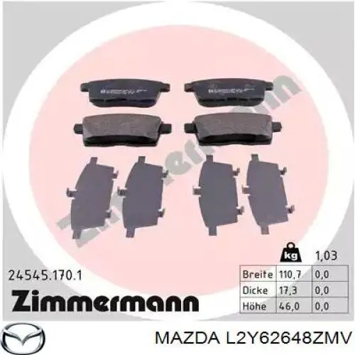 Pastillas traseras de freno Mazda L2Y62648ZMV precio, desde 30,09 EUR