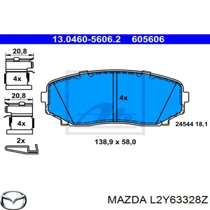 Comprar L2Y63328Z Mazda Pastillas delanteras de freno