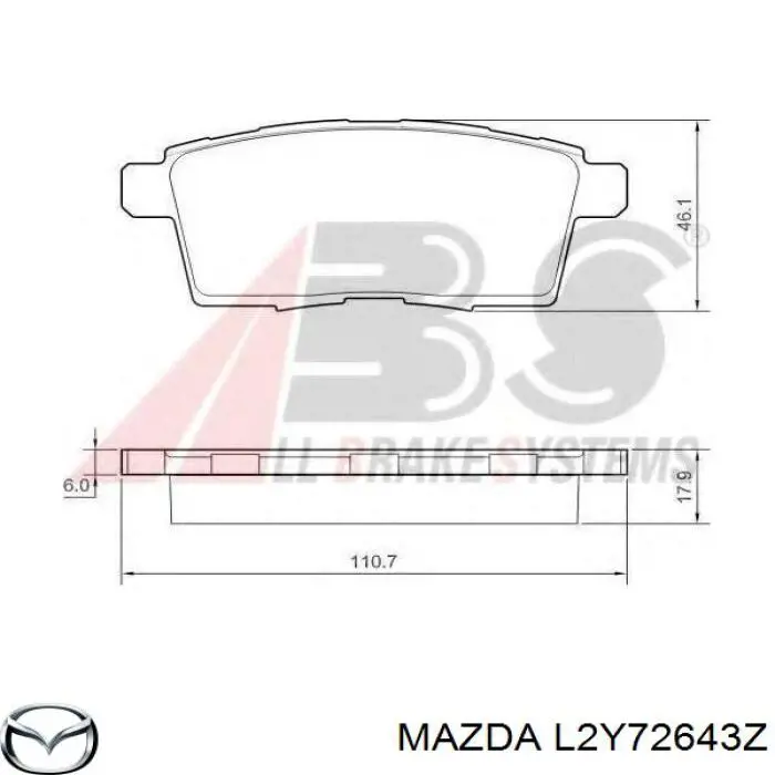 L2Y72643Z Mazda pastillas de freno traseras