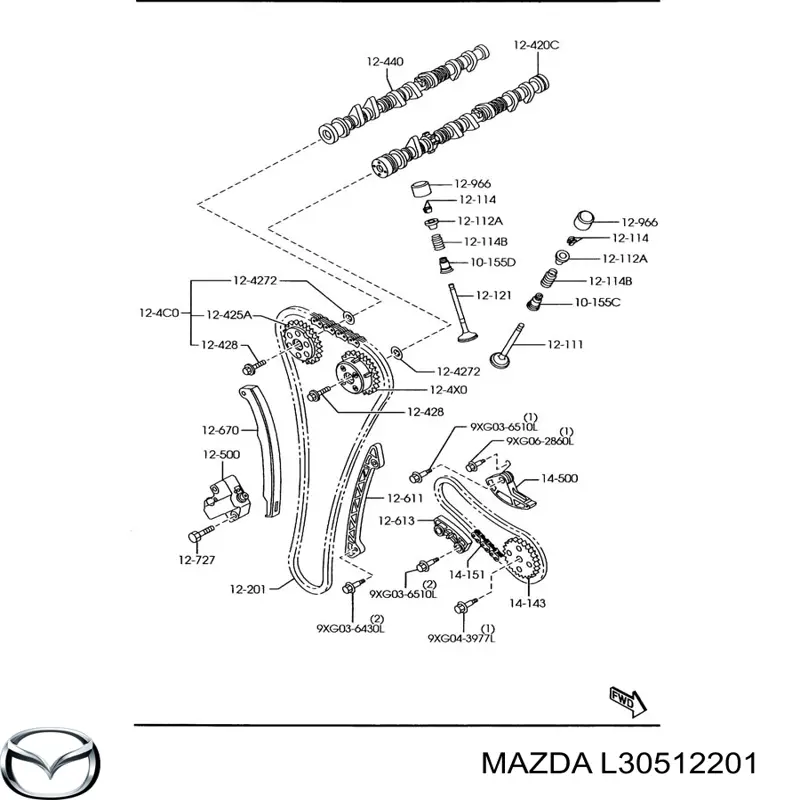 Cadena de distribución para Mazda MPV (LW)