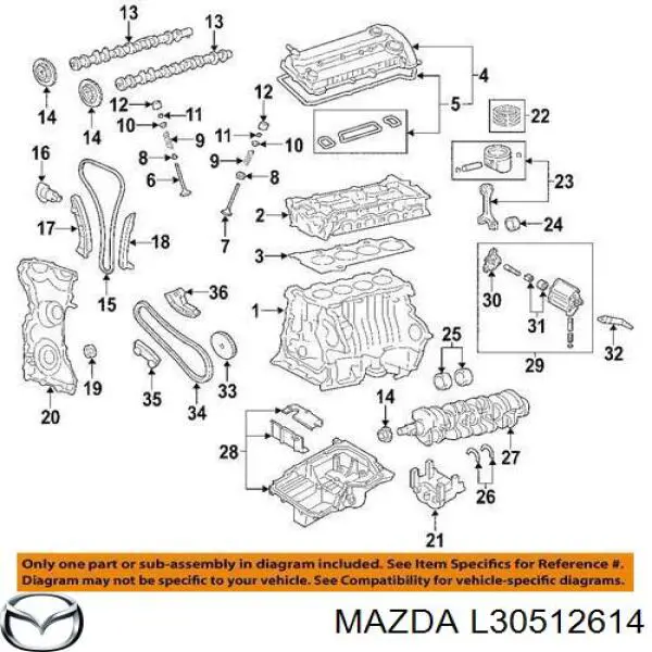 Guía izquierda de cadena de distribución Mazda 6 sedán (GG) (2002 - 2008) precio, desde 26,49 EUR