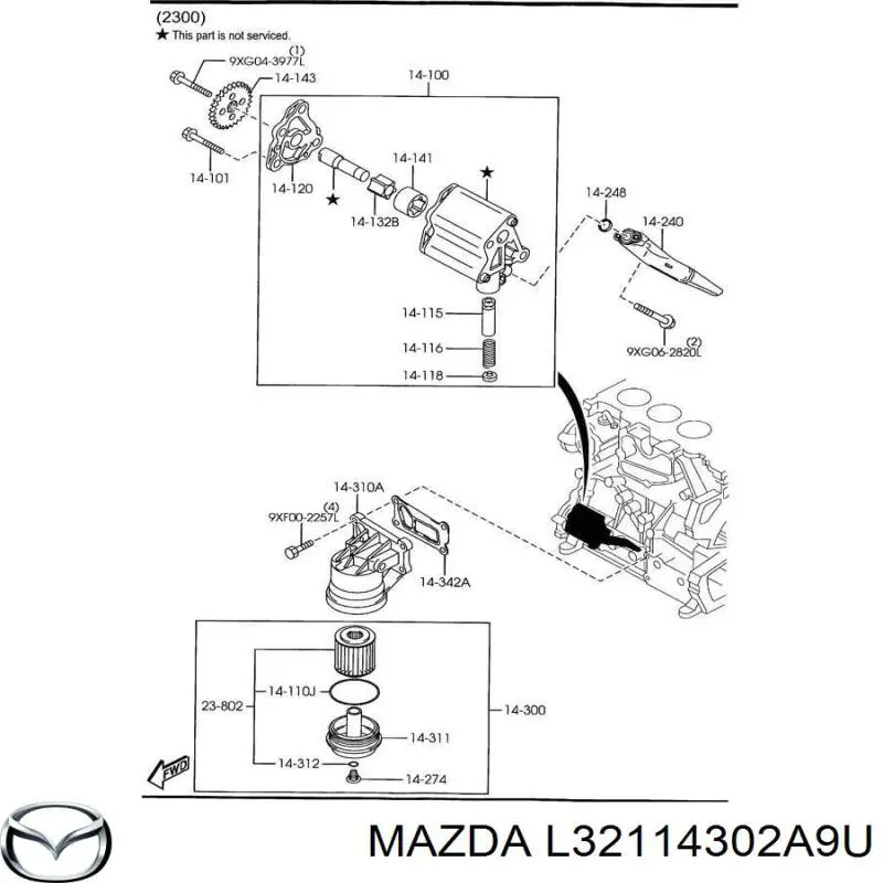 L32114302A9U Mazda filtro de aceite