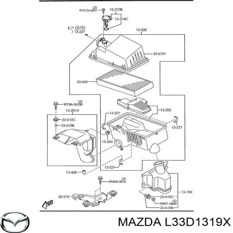 L33D1319X Mazda resonador, filtro de aire