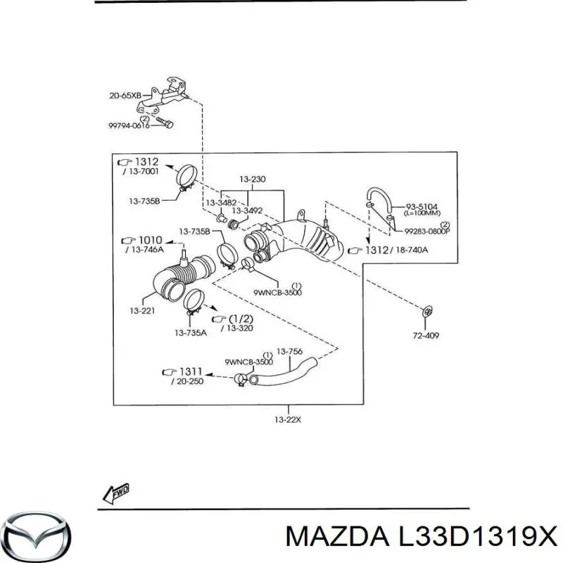 Resonador del filtro de aire Mazda L33D1319X precio, desde 129,01 EUR