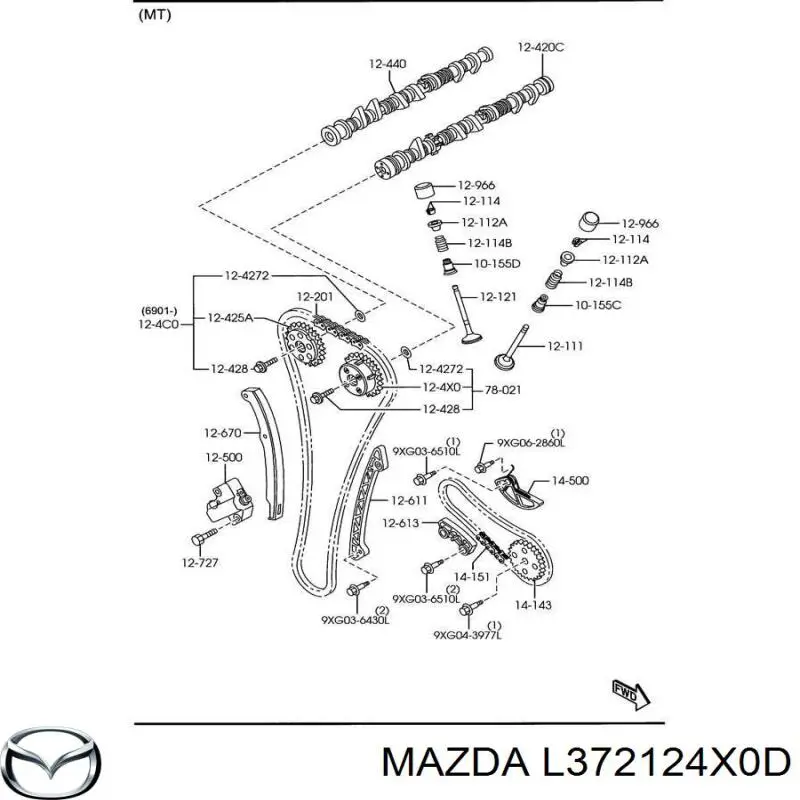L372124X0B Mazda rueda dentada, árbol de levas lado de admisión