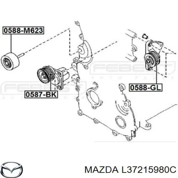 L37215980C Mazda tensor de correa, correa poli v