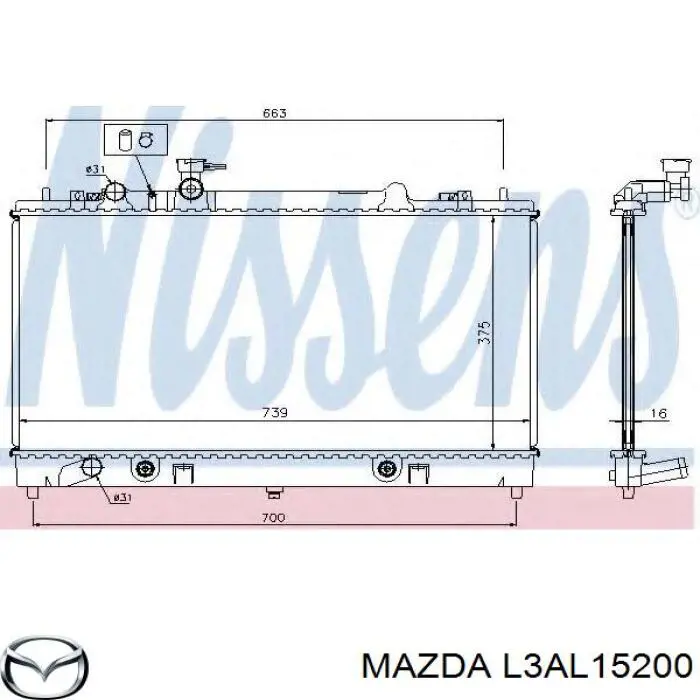 L3AL15200 Mazda radiador