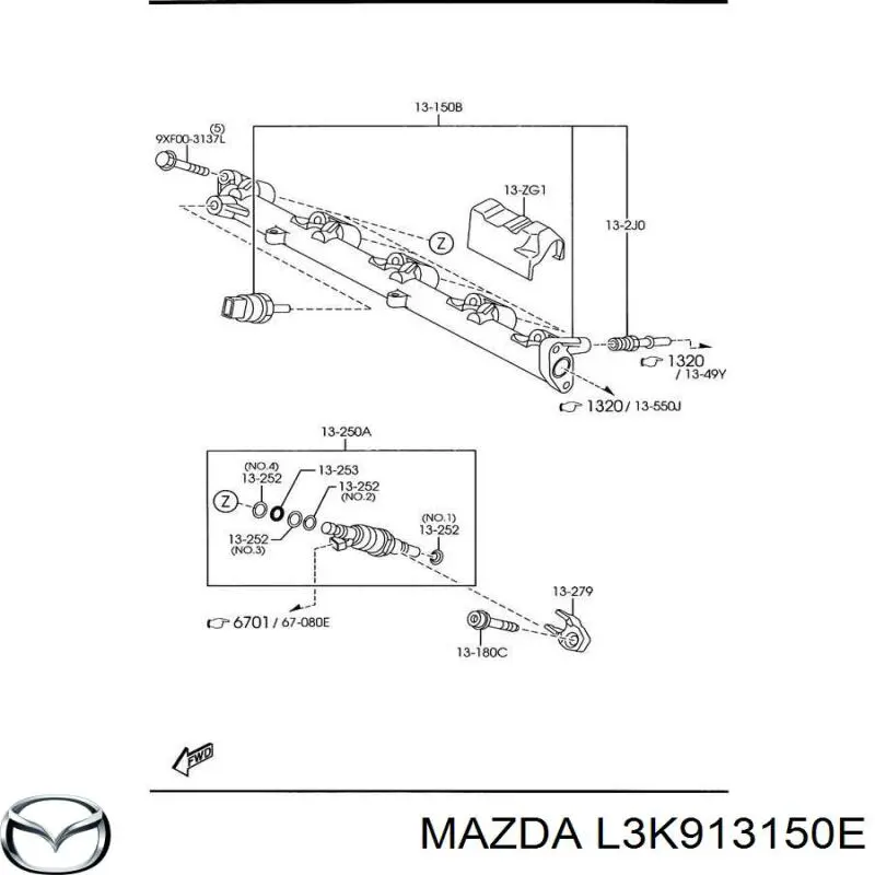 Rampa de combustible Mazda L3K913150E precio, desde 237,62 EUR