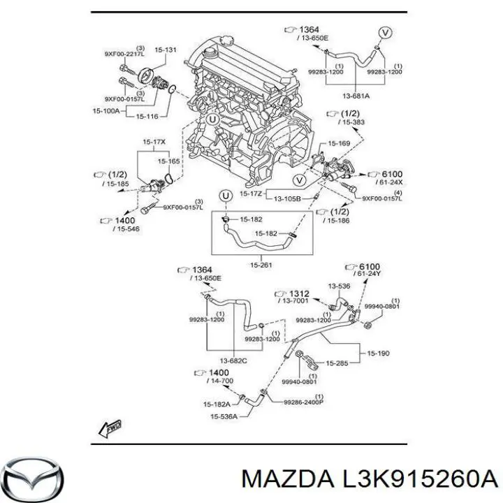 Manguera de refrigeración para Mazda CX-7 (ER)