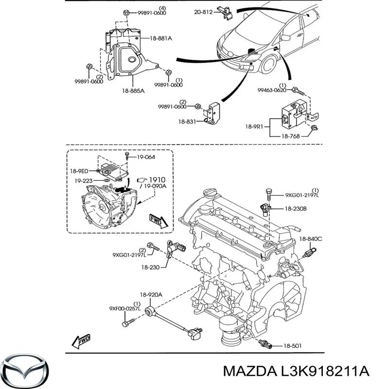 L3K918211A Mazda sensor de presion del colector de admision