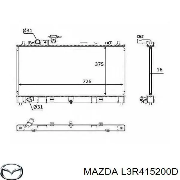 L3R415200D Mazda radiador refrigeración del motor