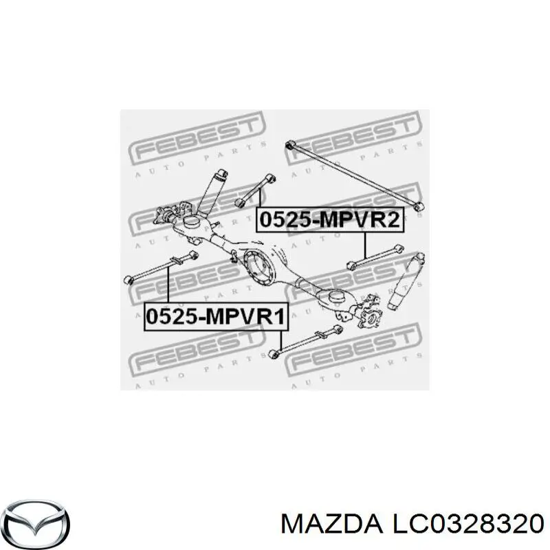 LC0328320 Mazda palanca de soporte suspension trasera longitudinal inferior izquierda/derecha