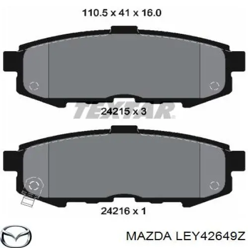 LEY42649Z Mazda Pastillas freno traseras