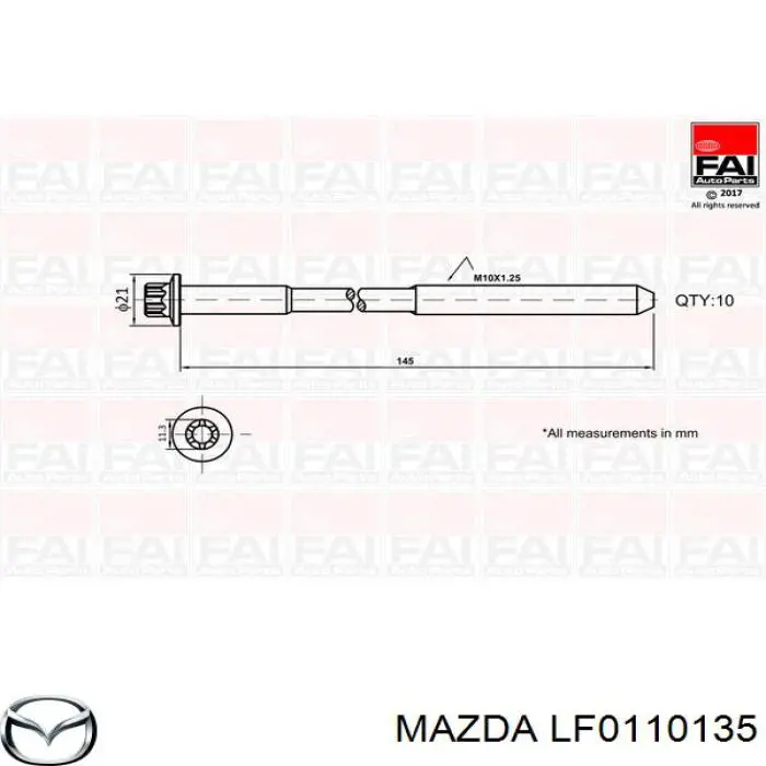 Juego tornillos culata Mazda LF0110135 precio, desde 5,99 EUR