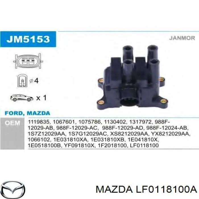 Comprar LF0118100A Mazda Bobina