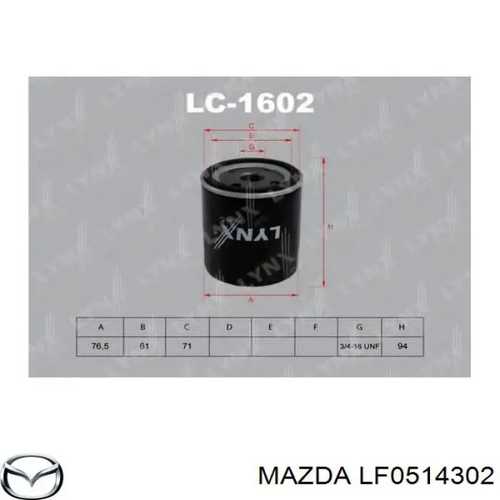 LF0514302 Mazda filtro de aceite