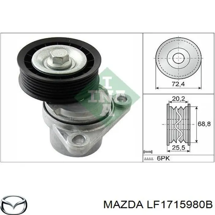 LF17-15-980B Mazda tensor de correa, correa poli v