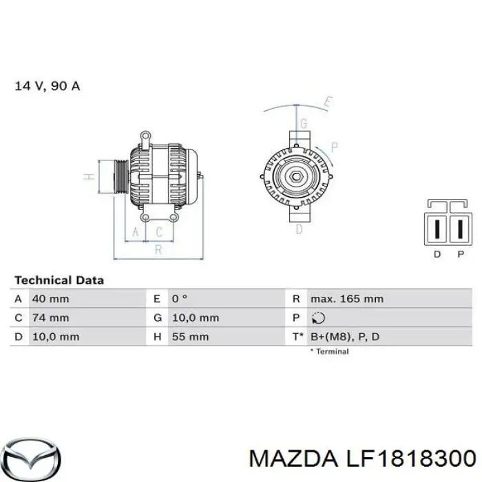 Alternador del motor Mazda LF1818300 precio, desde 78,41 EUR